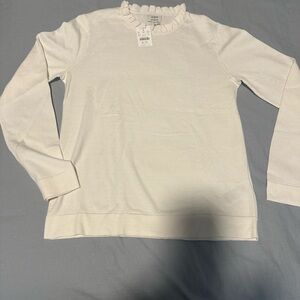 J. Crew Ivory Ruffle Neck Sweater